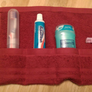 Travel Toiletry Roll Red ,  Travel Toothbrush Roll,  Gym Bag Roll,  Toothbrush Holder,  Camping,  Overnight,  Make Up Brush Roll