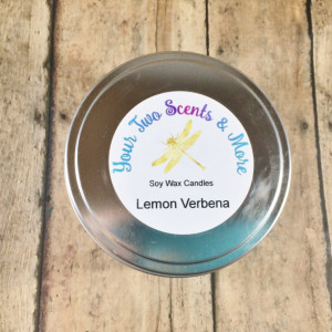 Lemon Verbena Vegan Candle, Soy Wax Candle, Natural Soy Candle, Eoc Friendly Candle, Scented Soy Candle, Handmade Candle, 8 Oz Candle Tin