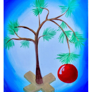 Charlie Brown Christmas Tree Acrylic Painting
