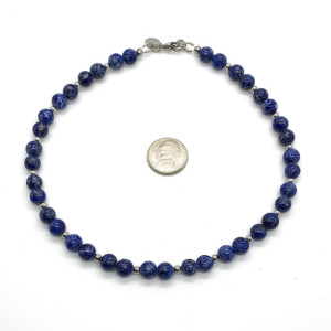 Denim Lapis Lazuli Necklace with Stainless Steel