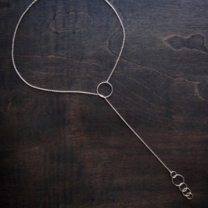 Interlocking Infinity Circle Lariat Necklace in Sterling Silver