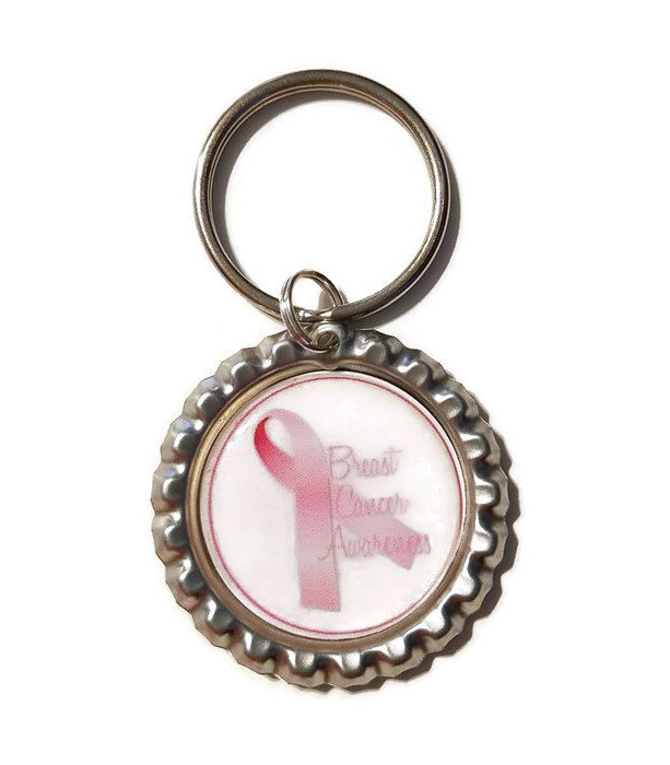 Breast Cancer Awareness Bottle Cap Keychain, Breast Cancer, Survivor, Find A Cure, Pink Ribbon
