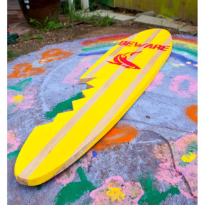 Shark Board - Bite Mark - Hanging Wall Surf Board Sign - Beach Decor