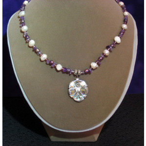 Abalone Freshwater Pearl and Amethyst Necklace