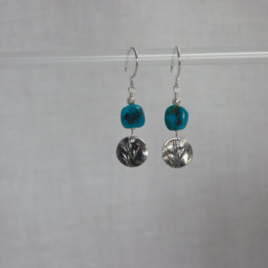 Turquoise and Precious Metal Clay Earrings