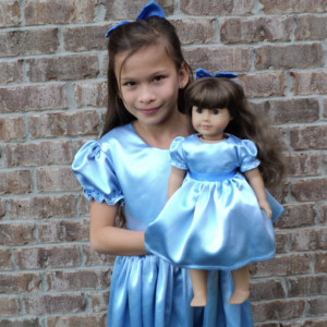 NEW Handmade Peter Pan Wendy Blue Satin 2pc Dress Set 4 American Girl Doll
