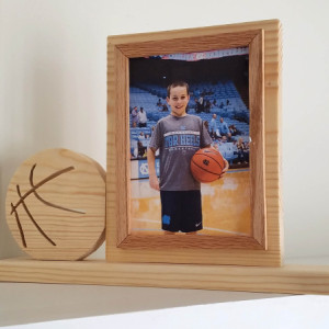 Personalized 5 x 7 Picture Frame with Carved Basketball, Customized Basketball Photo Frame