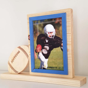 Personalized 5 x 7 Picture Frame with Carved Football, Customized Football Photo Frame