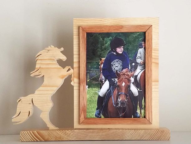 Personalized 5 x 7 Picture Frame with Carved Horse, Customized Horse Photo Frame