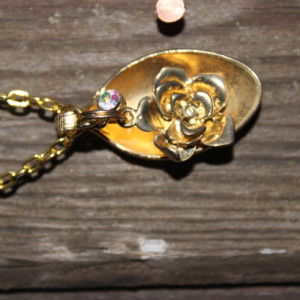 Flower and gem charm and necklace