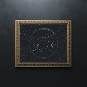 Astronomy Spring Constellations Star Chart Fine Art Print