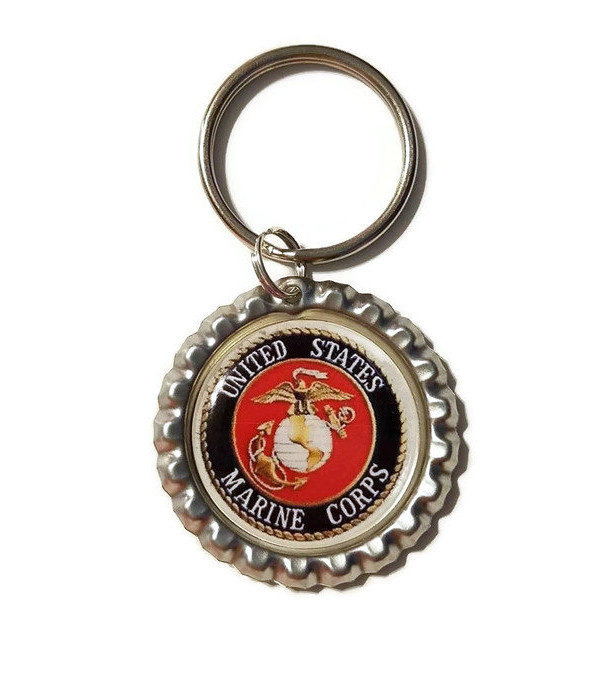 United States Marine Corps Bottle Cap Keychain, Back The Blue, Police Support, Thin Blue Line, Police officer wife
