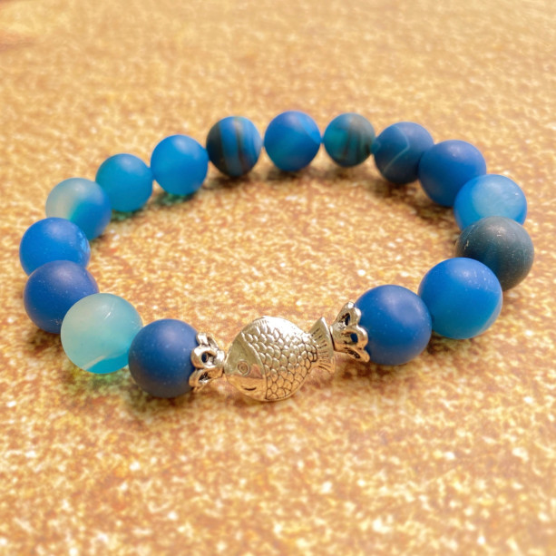 Blue Agate Fish Bracelet