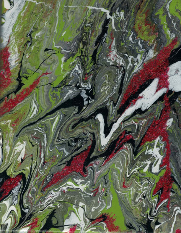 8x10 Abstract Acrylic Pour Title "Grassy Streaks"