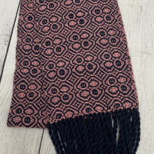 Handwoven Navy and Dusty Rose Scarf