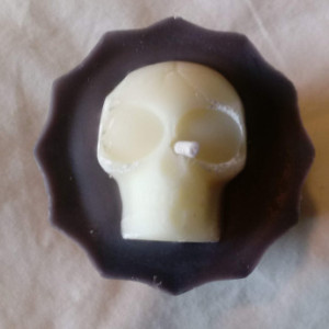 Set of two handmade 2.5 oz soy wax skull votive candles