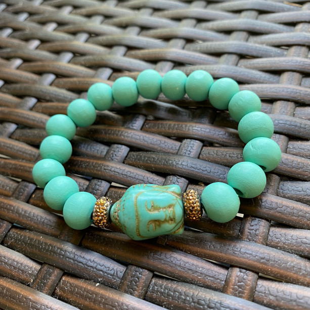 Wooden Turquoise Buddha Bracelet 