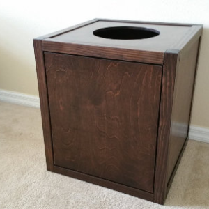 Cat Litter Box Cube with Top Opening, Wood not MDF, Made in USA, Choice of Stain  (Many Configurations Available)