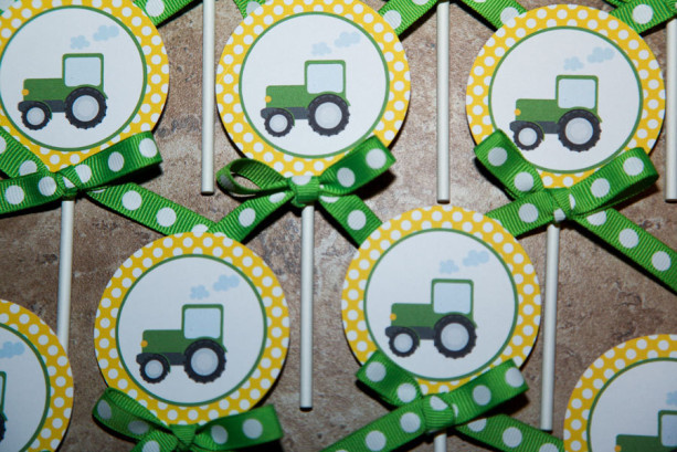 John Deere Tractor themed cupcake toppers- (Quantity 24)