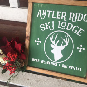 Antler Ridge Reindeer Rustic Christmas Wall Hanging Sign