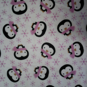 Baby Blanket Penguins and Snowflakes Flannel Double Sided