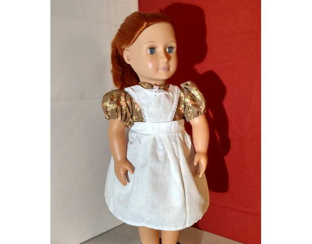 Custom prairie dress and pinafore, hand sewn 18" doll clothes - Hand sewn, heirloom quality