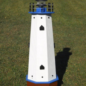 36" Solar lighthouse wooden decorative lawn and garden ornament - blue accents