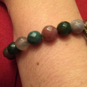 Indian agate bracelet with feather charm