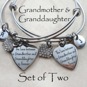 Set Of Two Grandmother & Granddaughter Forever Stainless Steel Bangle 