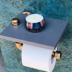 Toilet Paper Shelf & Holder -- Industrial, Farmhouse, Steampunk Rustic Iron Pipe Bathroom Decor, Organization, and Storage