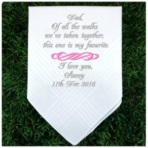 Embroidered Father of the Bride Wedding Handkerchief, Customized personalised personalized Hankies Wedding Gift