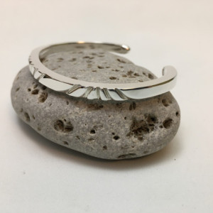 Silver Filed Pattern Bracelet—Size 6.75 to 7