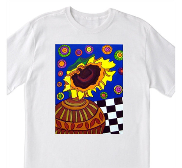 Mexican Folk Art- "Sunflower"- 100% Cotton T-Shirt for Men, Women & Youth by A.V.Apostle
