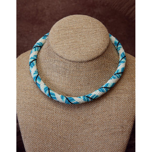 Artisan Crafted Spiral Feather Peyote w/ a Twist Beaded Necklace