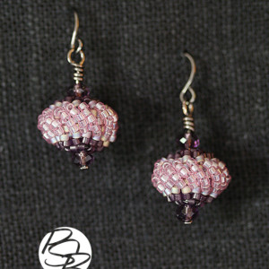 Beaded Bead Earrings – Purple