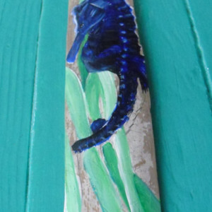 Original Painting of Sea Horse on Drift wood- Custom Order-  Rustic Coastal Decor