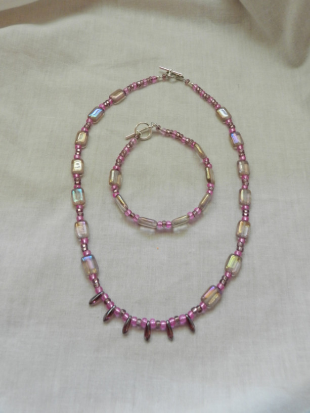 Amethyst Window Necklace & Bracelet Set.
