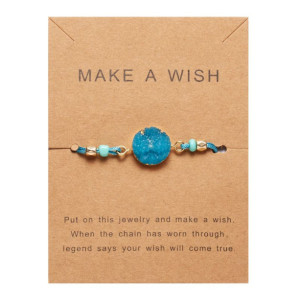 Make a Wish, Wish Bracelet, Turquoise Charm Bracelet, Lucky Turquoise String Bracelet ,Stocking Stuffer for Friends