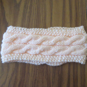 Hand Knit Headband/ Earmuff- Peach Blossom