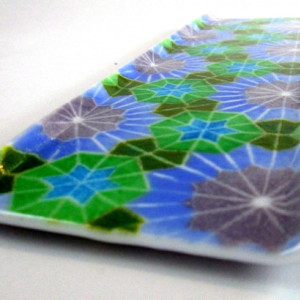 Handmade Fused Glass Hors D'oeuvres Tray with Alhambra Design