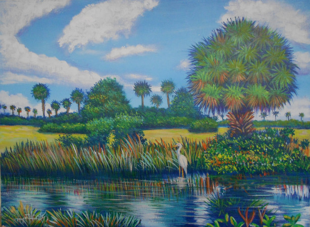 The Everglades National Park, ORIGINAL Acrylic by Awarded artist Miguel Alfaro