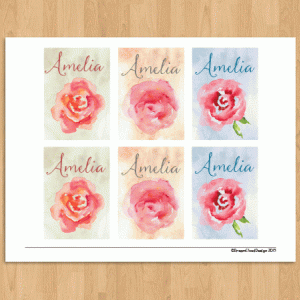 Watercolor Roses Personal/Business Card Printable Stationery