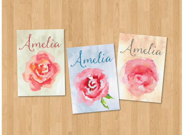 Watercolor Roses Personal/Business Card Printable Stationery