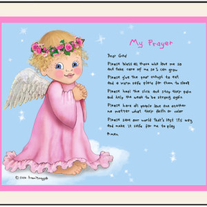 My Prayer Angel Matted Personalized Art Print by Fran Baggett