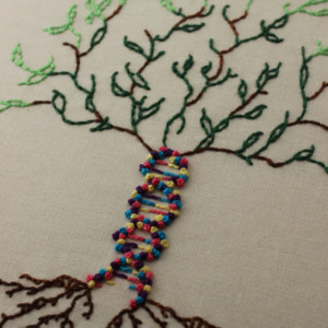 DNA Tree of Life Hand Embroidered 8 Inch Hoop, Beautiful Wall Hanging Fiber Art. Perfect for the Science Lover! 