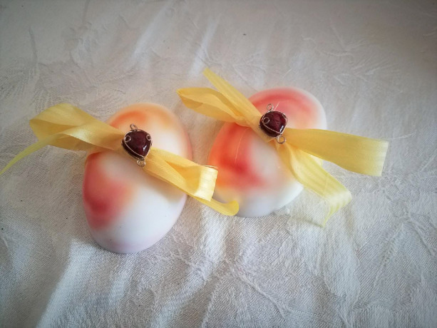 Marbled Goat Milk Oval Soap Pair with Ribbon and Bauble Topper