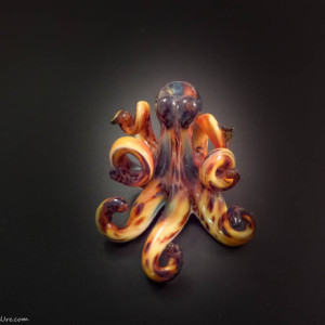 The Leopard Kracken Collectible Wearable  Boro Glass Octopus Necklace / Sculpture Made to Order