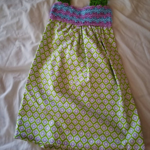 Exclusively Yours-Handmade Girl Dresses-Fits size 5, Hand Crocheted Designed Bodice Dress Summer Style only one available!