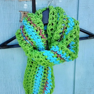Long crochet scarf, Chunky, Multicolored, Vegan friendly, Eco friendly, Ready to ship