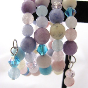 Tween Bracelet Memory Wire Bracelet Pastel Colors Faceted Glass Beads Beaded Bracelet Girls Bracelet Tween Jewelry